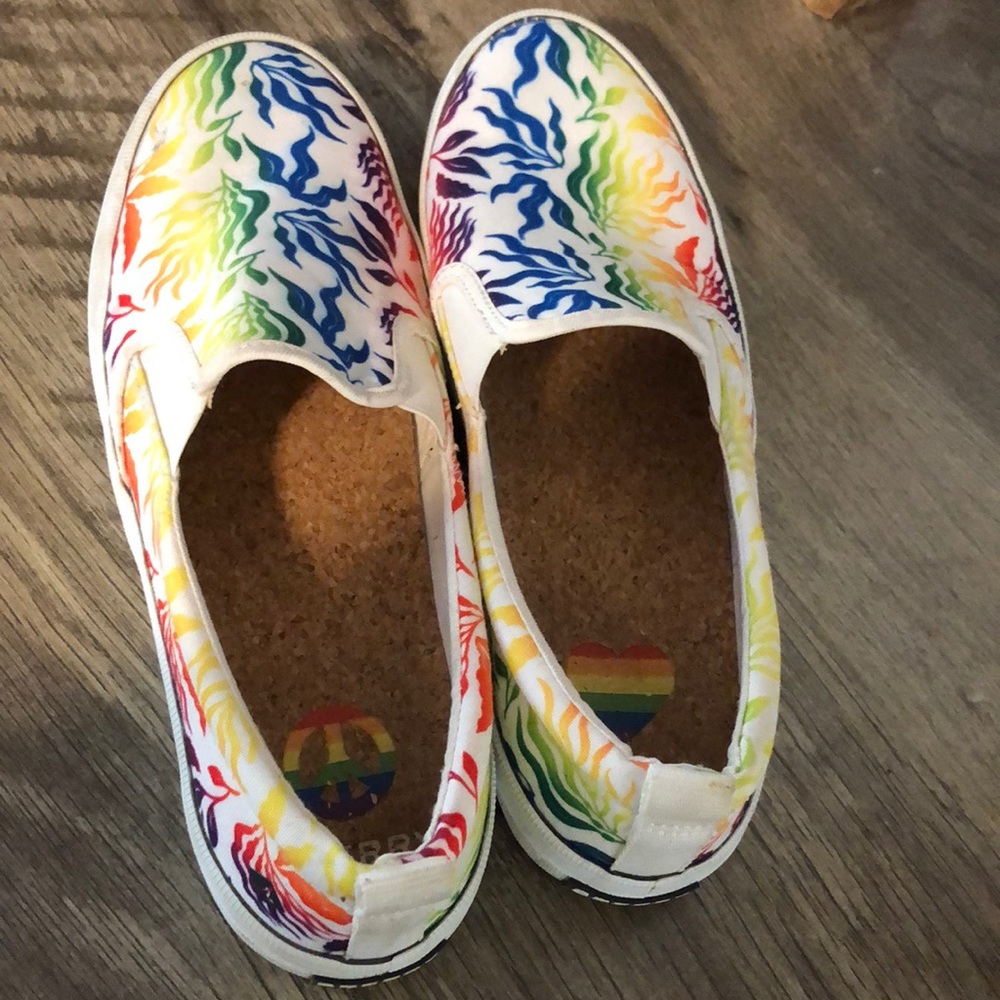 Sperry pride slip ons